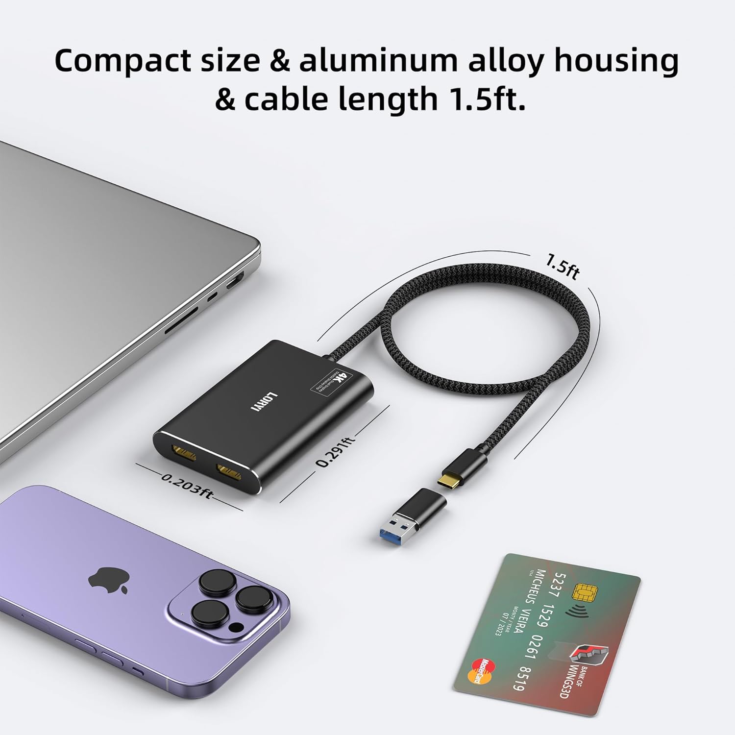 DisplayLink USB/USB-C to Dual HDMI Adapter 4K@60Hz HDMI Splitter for M1/M2/M3 Mac,Supports Extended Mode, Multiple Monitor Compatible with Windows,Mac OS Driver Required