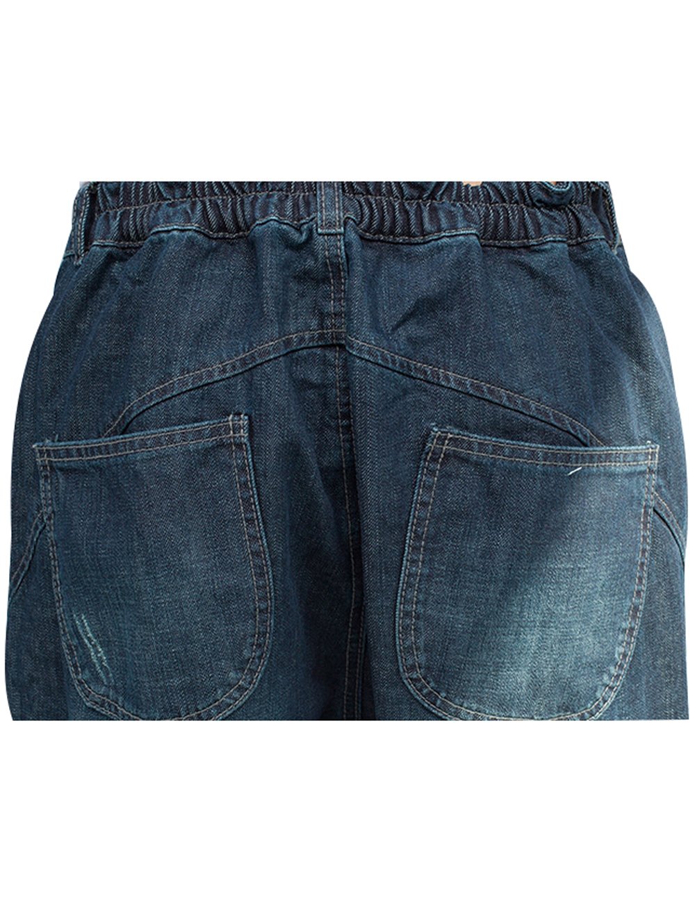 Youlee Femmes Pantalon élastique en Harem de Taille Jeans en Coton