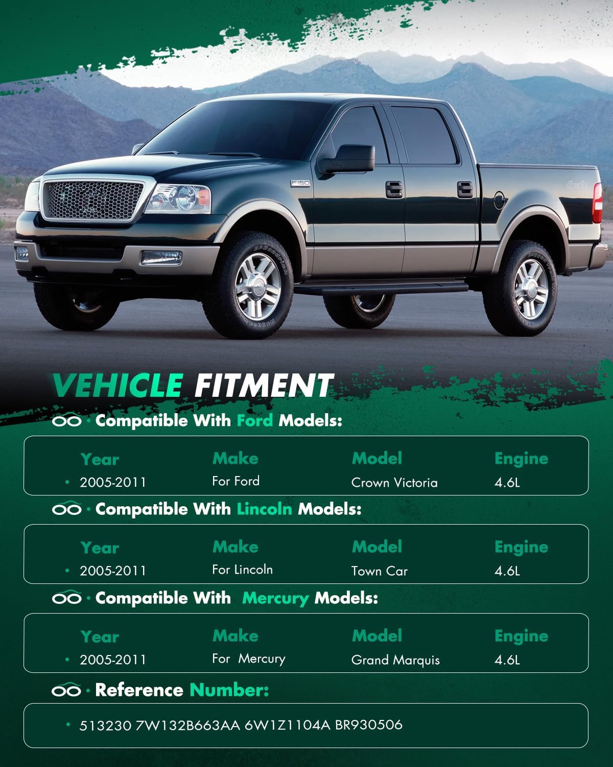 SCITOO 513230 x2 Wheel Hub and Bearing Assembly Front for 2005-2011 for Ford Crown Victoria for Lincoln Town Car for Mercury Grand Marquis w/ABS