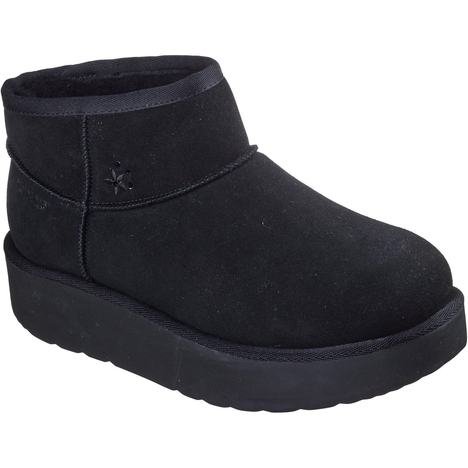 Skechers Keep Cozy Leather Womens Black Winter Ankle Boots