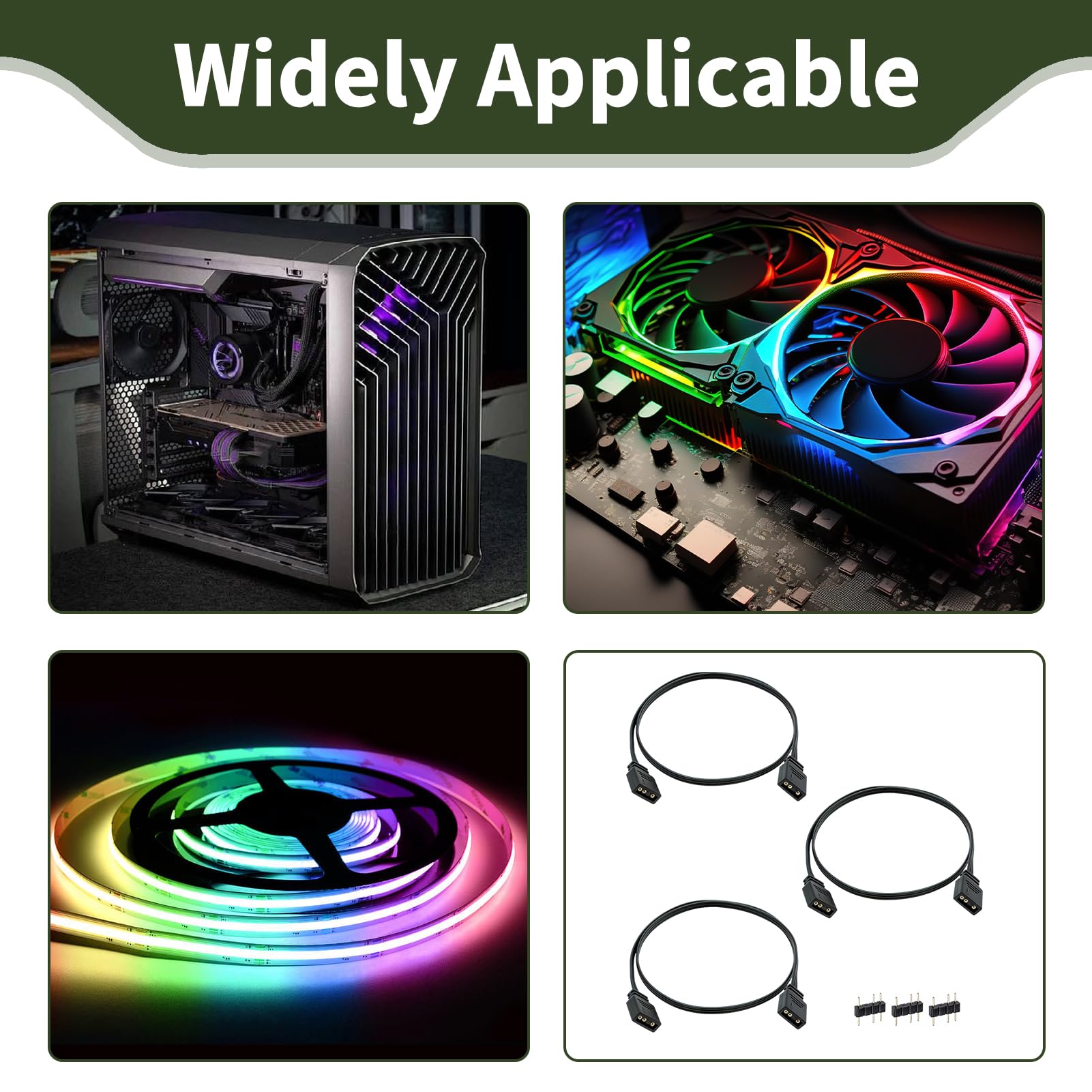 Cable de extensión ARGB, cable ARGB 5 V 3 pines ARGB 50 cm, cable de sincronización LED ARGB extensión ventiladores ARGB o serie LED, conector de 3 pines macho hembra, compatibilidad con placa base