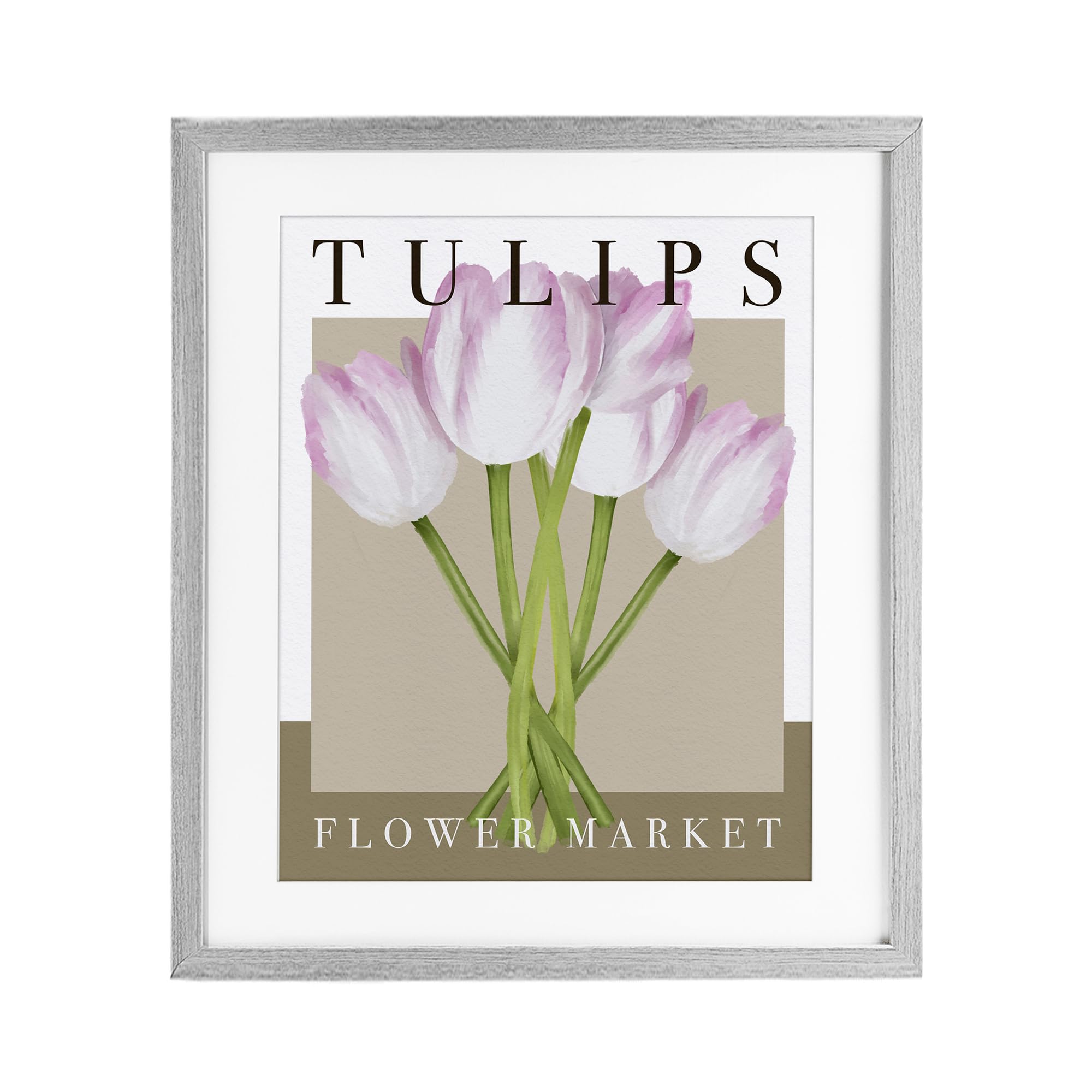 Tulips Flower Market Botanical, 17 x 21 Inch Framed Print Under Glass