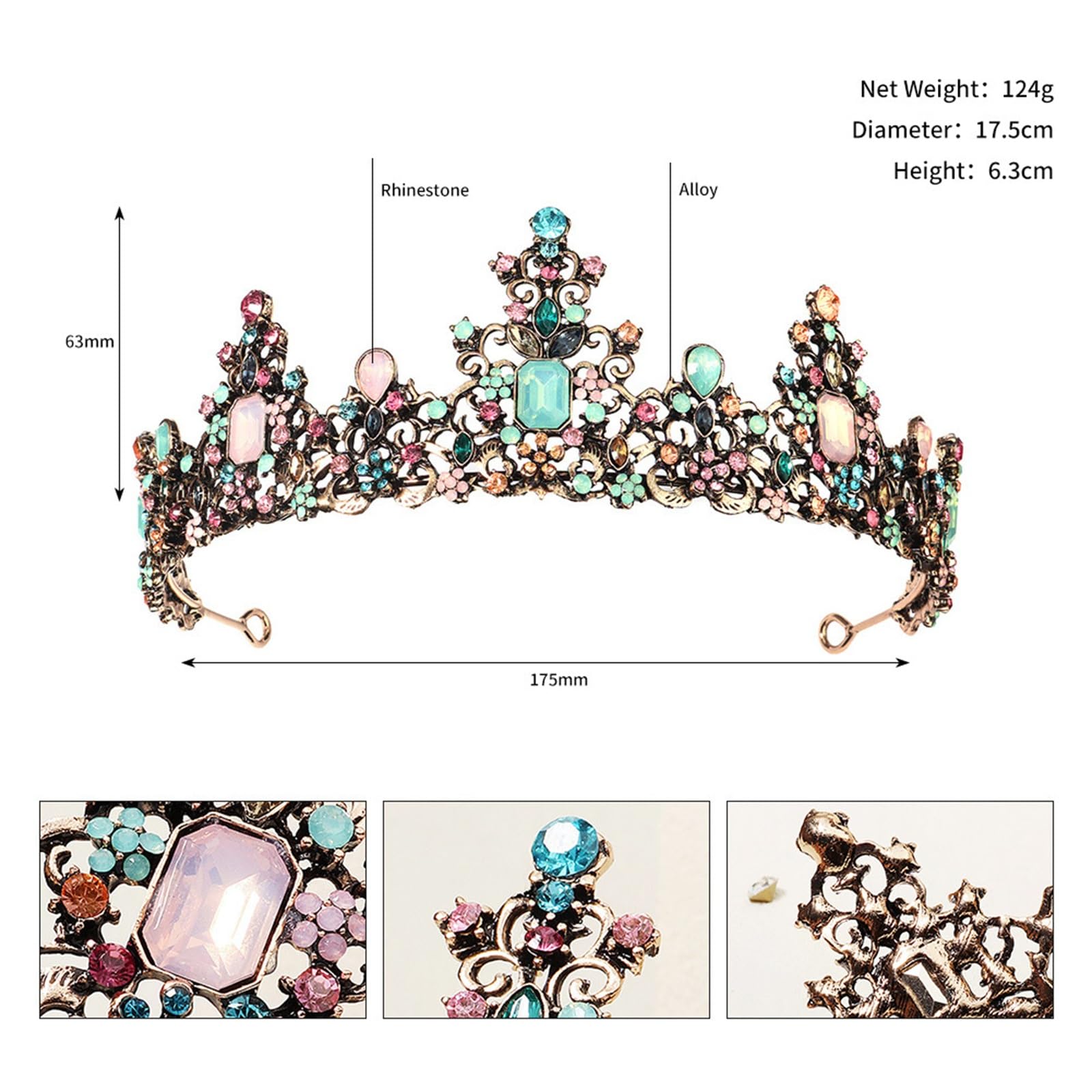 Corona per donne Tiara Crown Accessorio da sposa Princess Diademi nuziali con strass