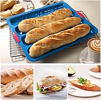 Vista 5 de Non-Stick Silicone Perforated French Bread Pan with Steel Frame, Perfect for Creating a Crisp, Golden-brown Crust, Baking 4 Waves Loaves Each Loaf