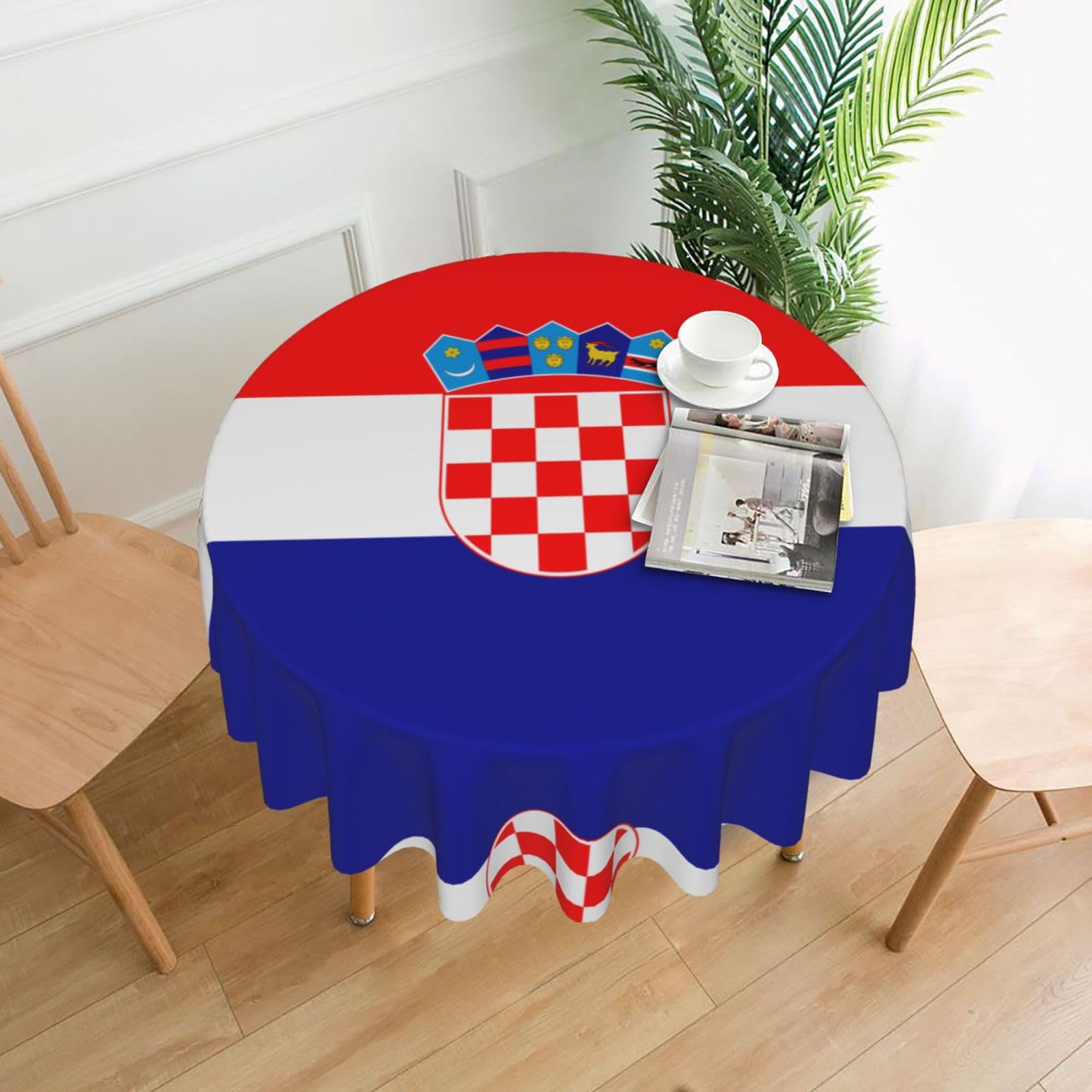 Republic Of Croatia Flag Print Round Washable Tablecloth – Table Cover