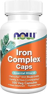 Foods Supplements, Iron Complex Caps, Non-Constipating*, Essential Mineral, 100 Veg Capsules