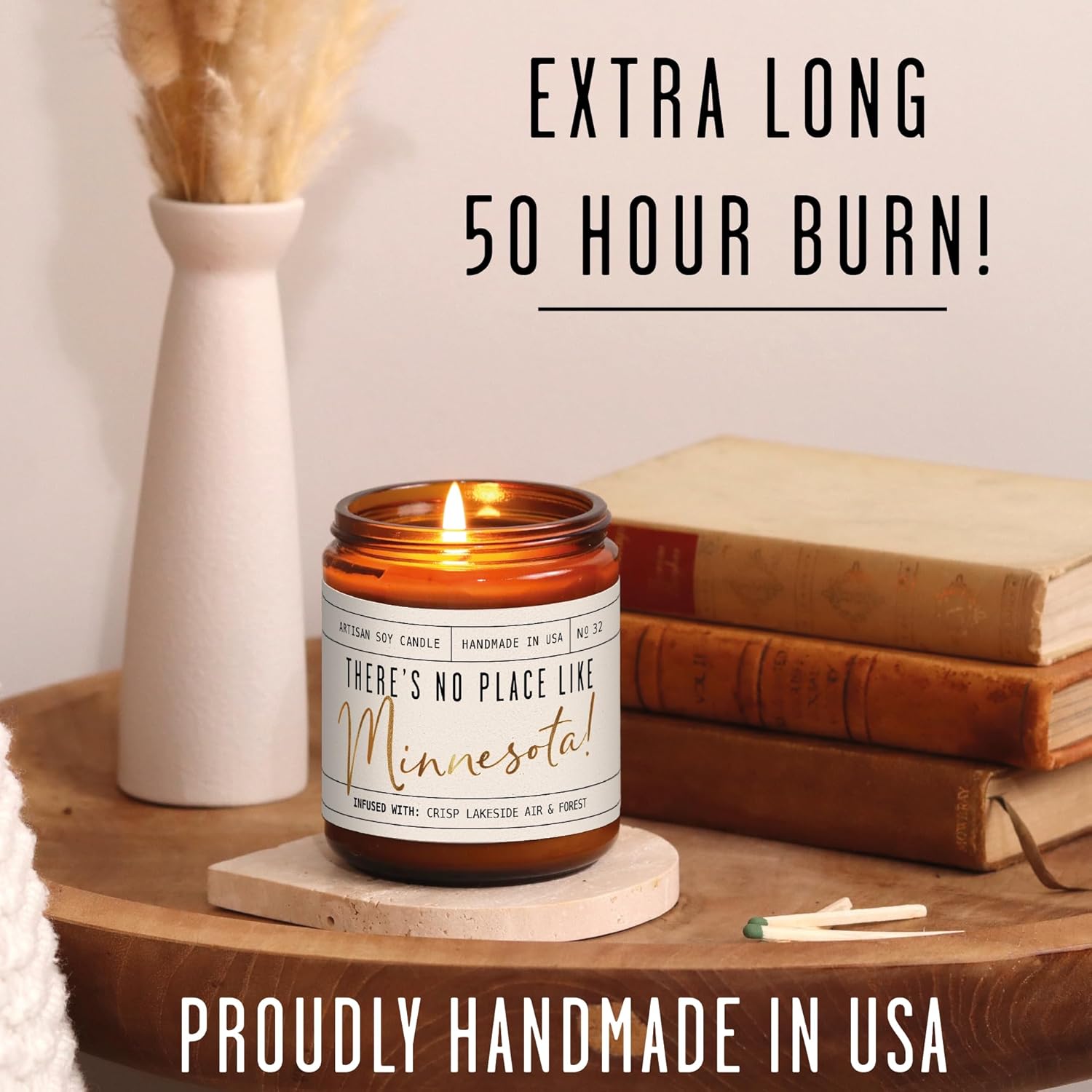 Minnesota Gifts, Minnesota Decor for Home - 'There's No Place Like Minnesota Candle, w/Crisp Lakeside Air & Forest I Minnesota Souvenirs I Minnesota State Gifts I 9oz Jar, 50Hr Burn, USA Made - Image 7