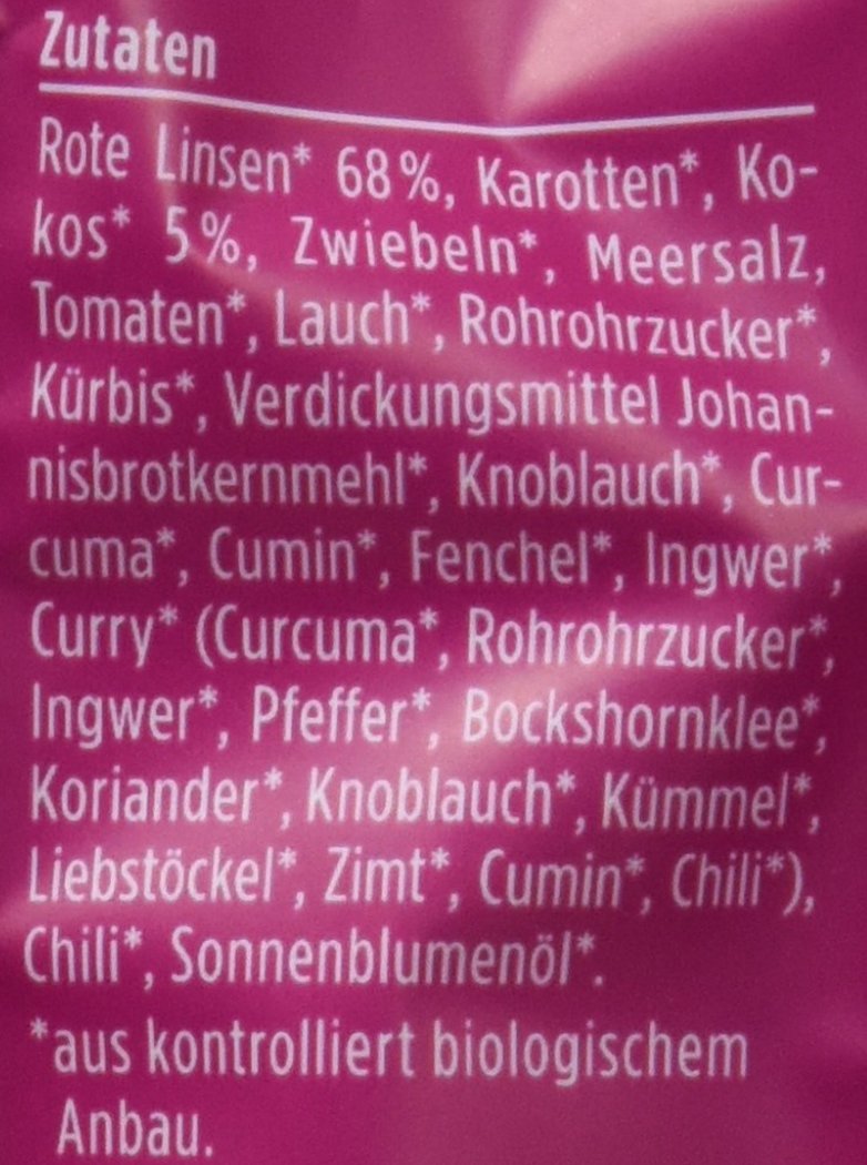 Davert Thailändische Linsen-Kokos-Suppe, 6er Pack (6 x 170 g) - Bio