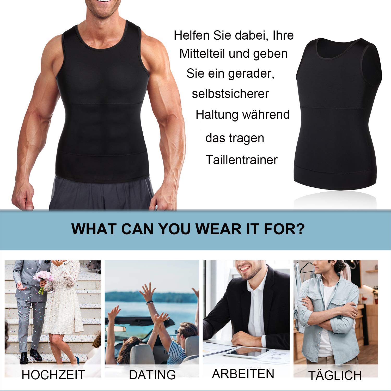 Gotoly Débardeur de Compression Homme Maillot de Corps Minceur Body Gainant Invisible T Shirt sans Couture