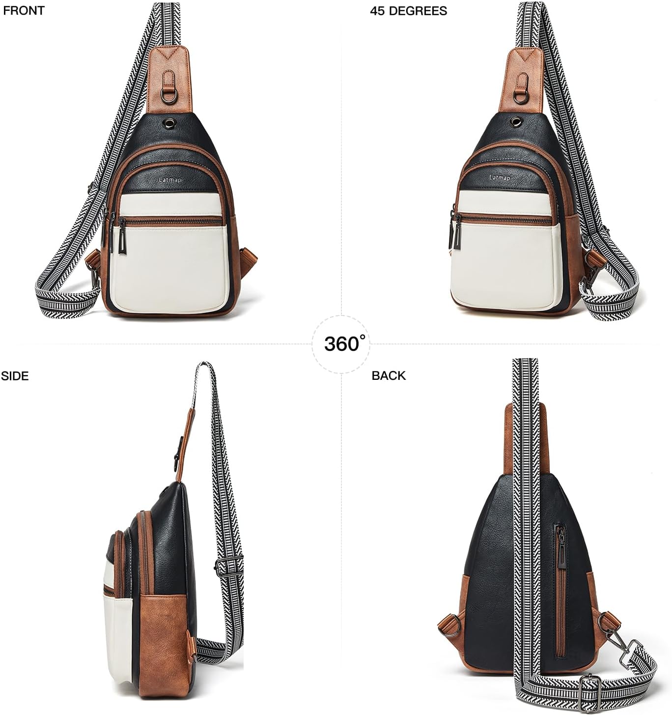 Sling Bag For Women Faux Leather Small Casual Daypack Backpack Fanny Pack Crossbody Chest Bags Purse - Image 7