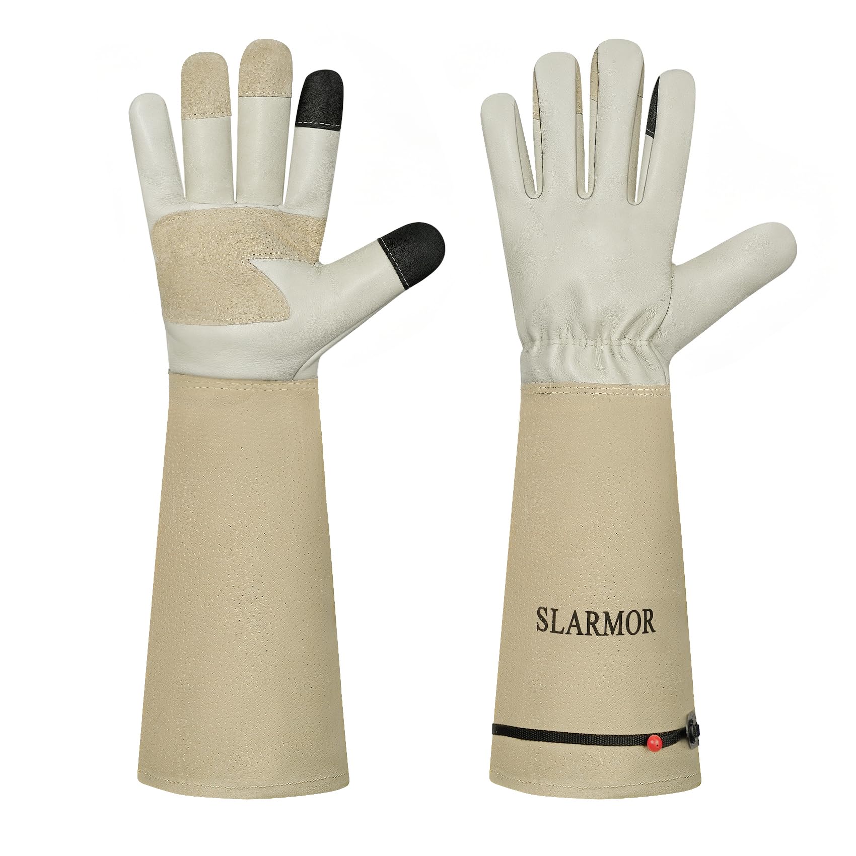 SLARMOR Gartenhandschuhe aus Leder für Damen und Herren - Dornensicher zum Beschneiden von Rosen, mit Unterarmschutz, Lange Rindsleder Arbeitshandschuhe für Garten und Haushaltsaufgaben