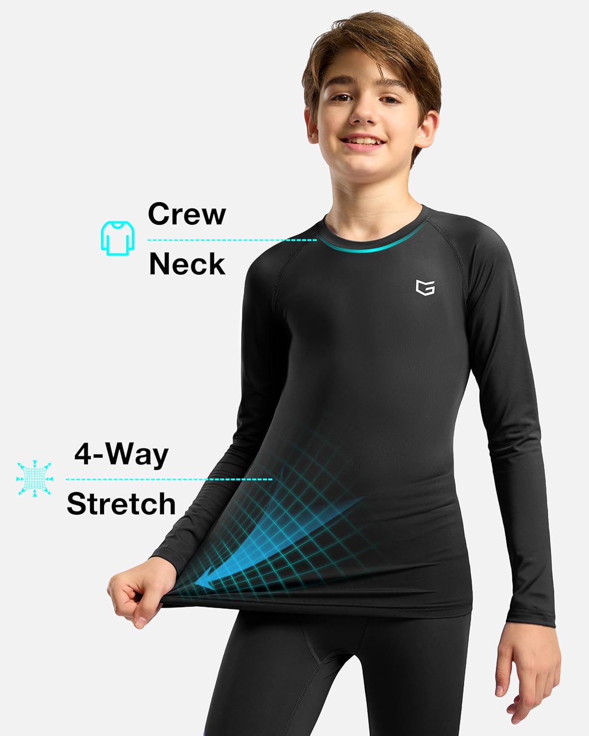 G Gradual Boys Youth Compression Shirt Long Sleeve Football Baseball Undershirt Quick Dry Sports Base Layer for Boy - Image 4