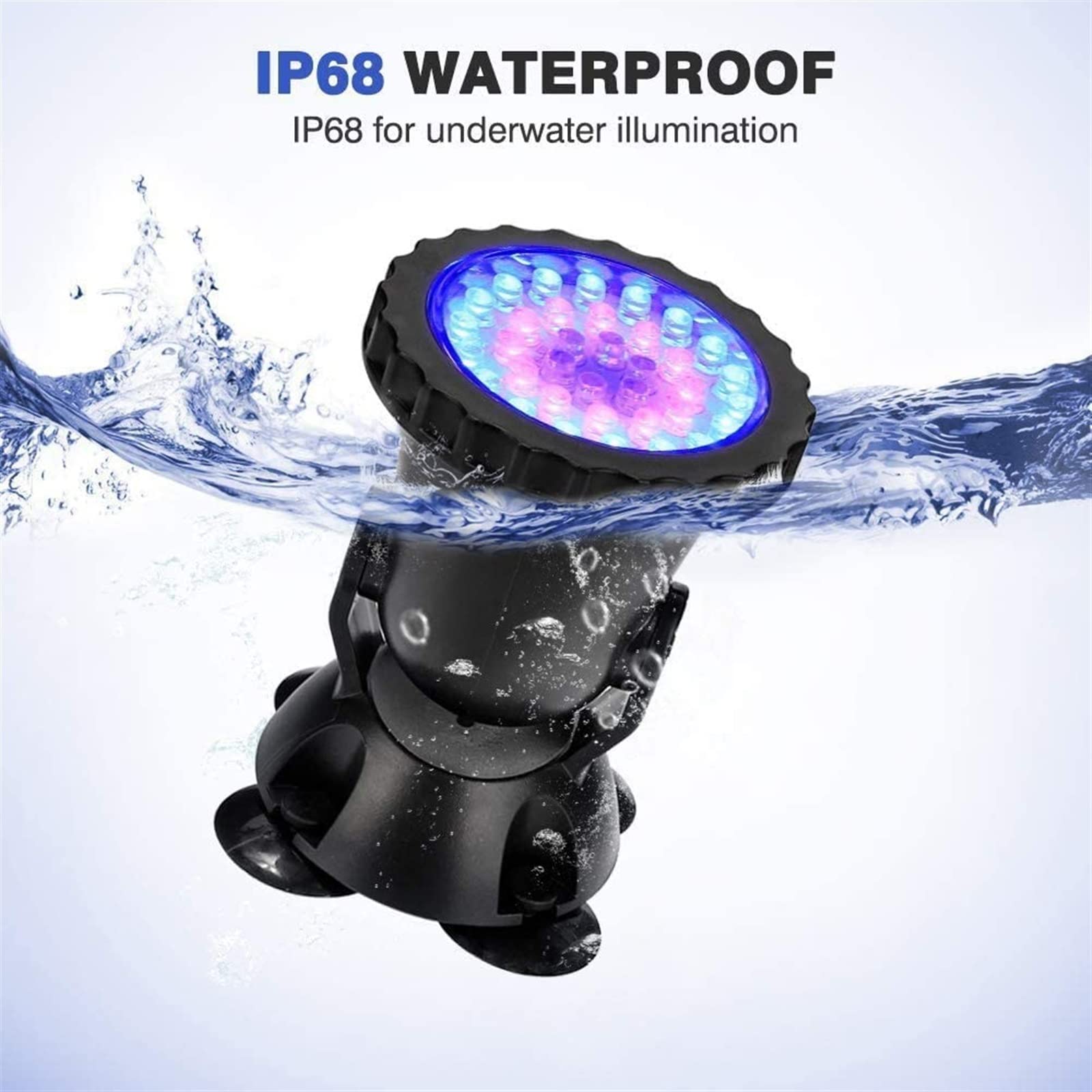 Luz para Piscina Impermeable RGB Luces de manchas submarinas, DC12V Control de control de control remoto Color de cambio anfibio DIRIGIÓ Luces sumergibles IP68 Lámpara de foco de acuario impermeable L