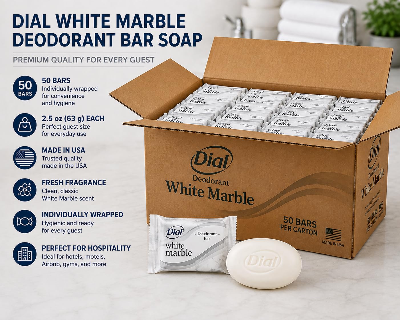 Hotel bar soap - Travel Size Body Moisturizing Bath Soaps Wrapped Sachets for Hotels, Rentals, Camping, Guest Room, Charity Pack Mild & Fresh Scent 50 White Bars Per Case # 1 1/2 Small image 5