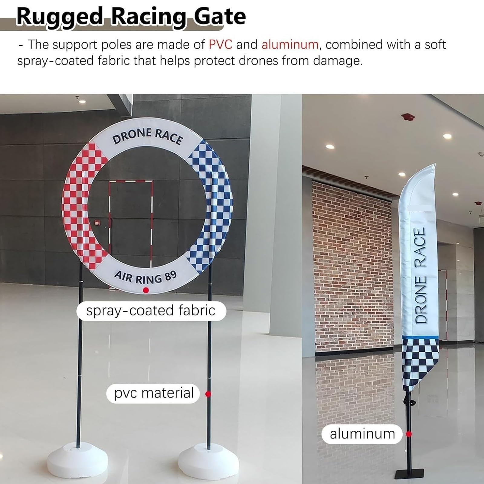 Zestaw toru przeszkód dla dronów – Quadcopter Racing Gates z flagami, mata do lądowania, idealna do treningu dronów wewnątrz i na zewnątrz