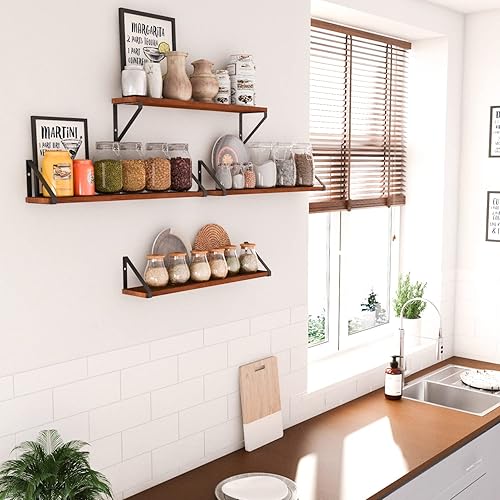 Miniatura 6 de Wallniture Ponza - Estantes flotantes para pared, estantes de pared de madera rústica de 24 pulgadas para decoración de dormitorio, estante de