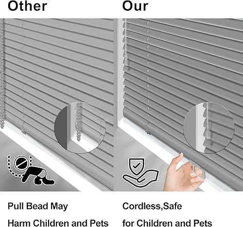 Miniatura 4 de Mini persianas de aluminio, persianas de ventana sin cordones de 1 pulgada, persianas horizontales personalizadas, para oscurecer la habitación,