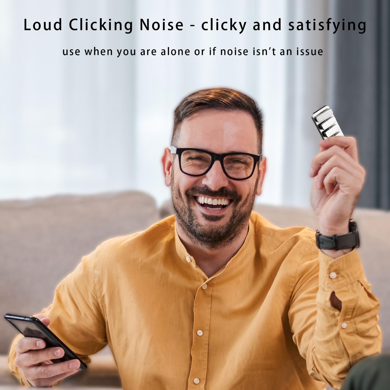 Fidget Toys Erwachsene Metall Fidget Slider EDC Magnetic Haptic Fidget Clicker mit 3 Geräuschpegeln, Laut Leiser Leise Fidget Spielzeug für Erwachsene Büroklasse, Magnetspielzeug, Linderung von Stress