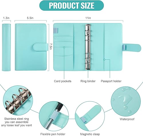 Miniatura 3 de Carpeta organizadora de presupuesto, planificador de sistema de efectivo A6 para presupuestos de recibos de dinero, cuaderno de piel sintética, 12