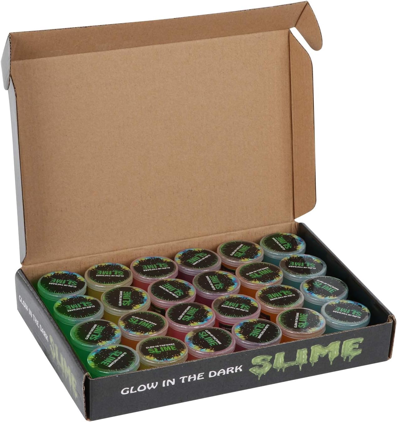 Glow in The Dark Slime, 24 Pack Multi Colors Crystal Galaxy Slime - Green, Blue, Pink, Yellow, Purple and Orange Color Birthday Gifts for Kids Girl and Boys