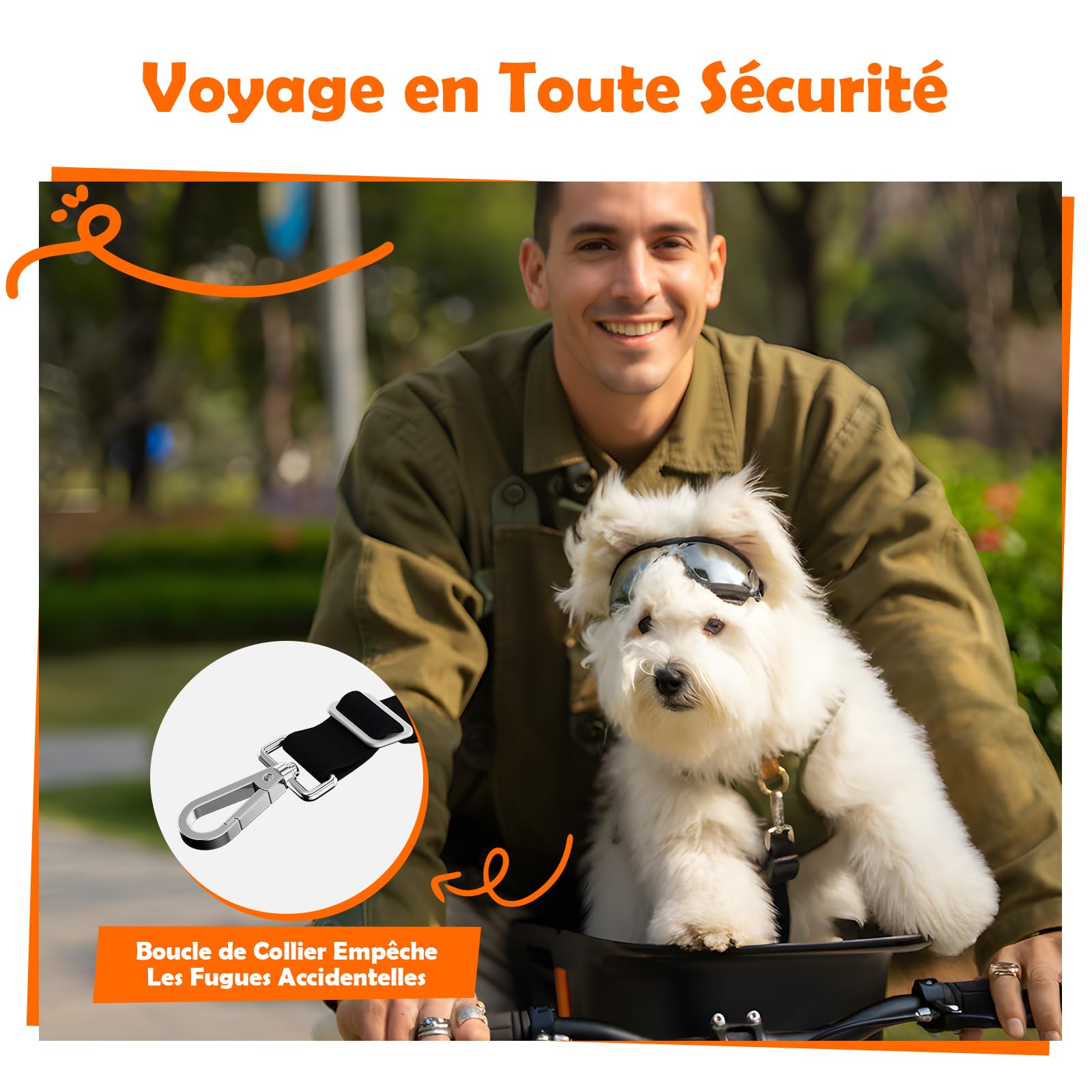 Panier de Vélo Avant pour Chien Chat 12KG, Siège Robuste Intégré, Coussin Nylon Imperméable, Sangles Réglables, Cadre Métal Antirouille