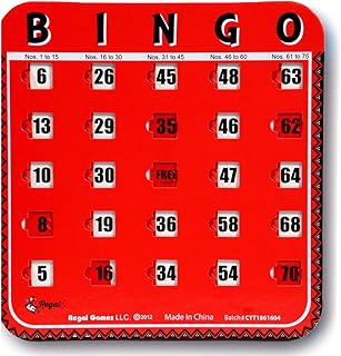 Regal Bingo Bulk Bingo Cards with Sliding Windows - Reusable Large Print Bingo Game Cards for Adults Large Group - 8 Pack, Red