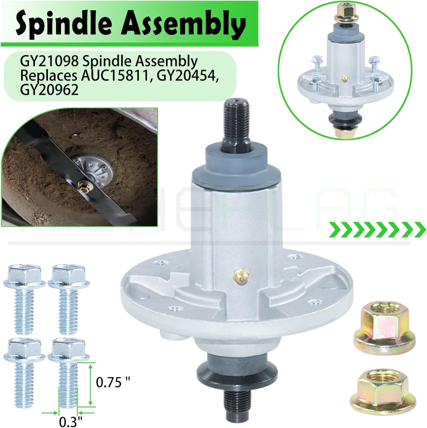 2 Pack GY21098 Spindle Assembly with GX20367 Spindle Pulley GY20629 GY22172 Idler Pulley GX20072 Belt 1/2x103 Replaces AUC15811 GY20454 for John Deere 42" D110 D130 D105 LA115 D125 Decks