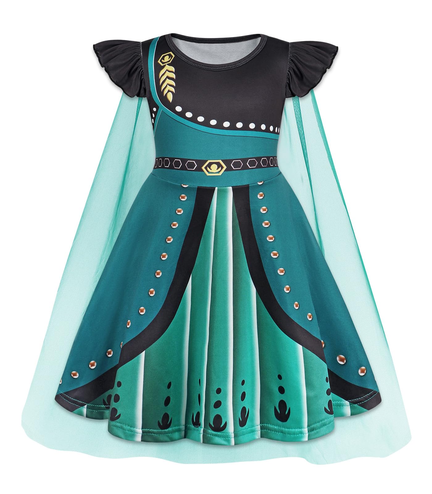 AmzBarley Princess Costume Kids Halloween Dress Up for Girls Toddler Outfit Birthday Party Clothes with Cape 1-10 Years — view 11