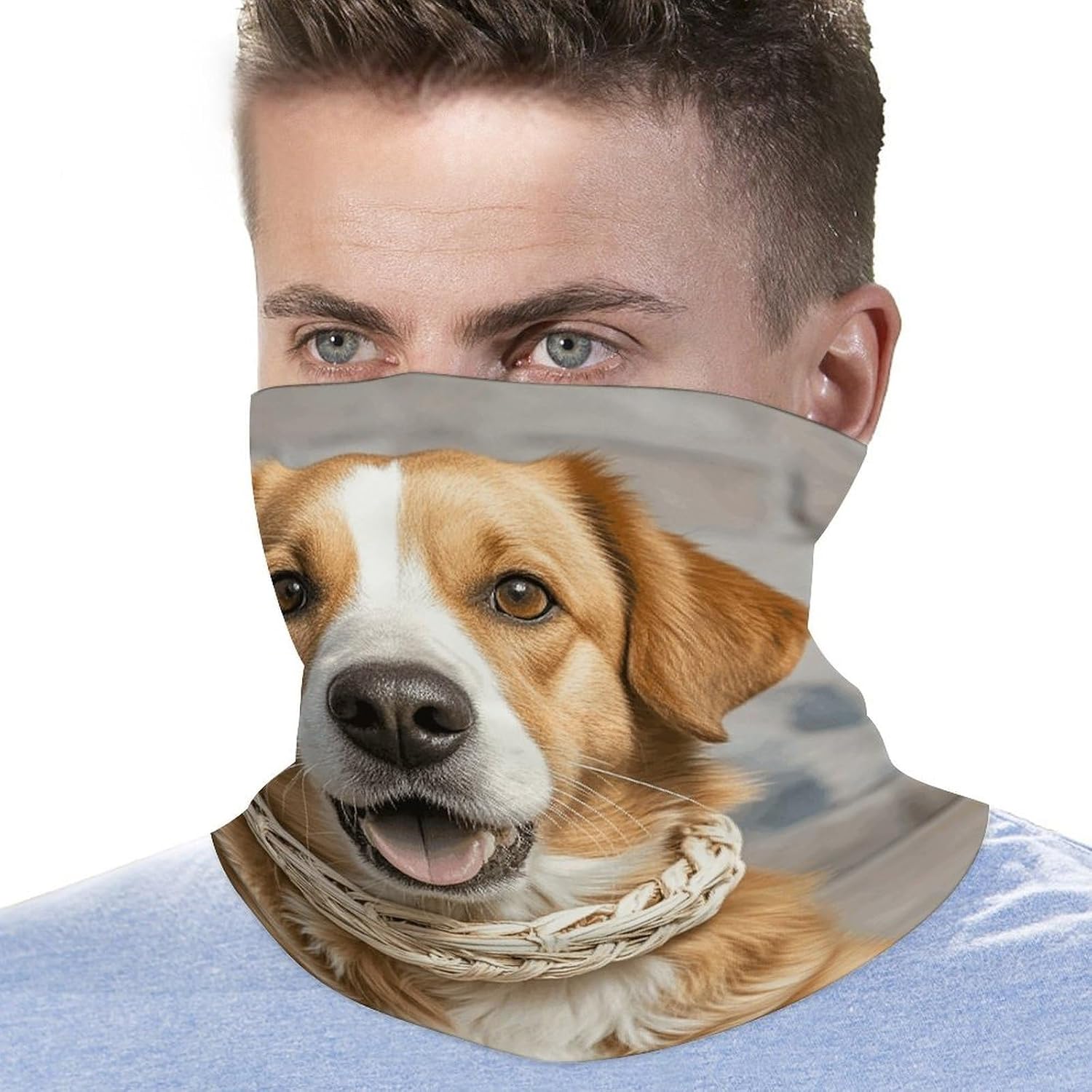 Funny Animal Dog Neck Gaiter for Men Women Cooling Wrap Headwear Winter Head Wrap Scarf Beautiful Headband Personality Balaclava Sport Magic Scarf Windproof Hair Bandana
