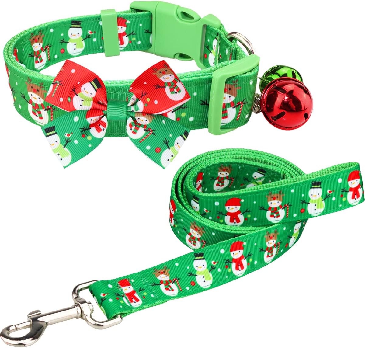 Dog Christmas Collar and Leash Set for Medium to Large