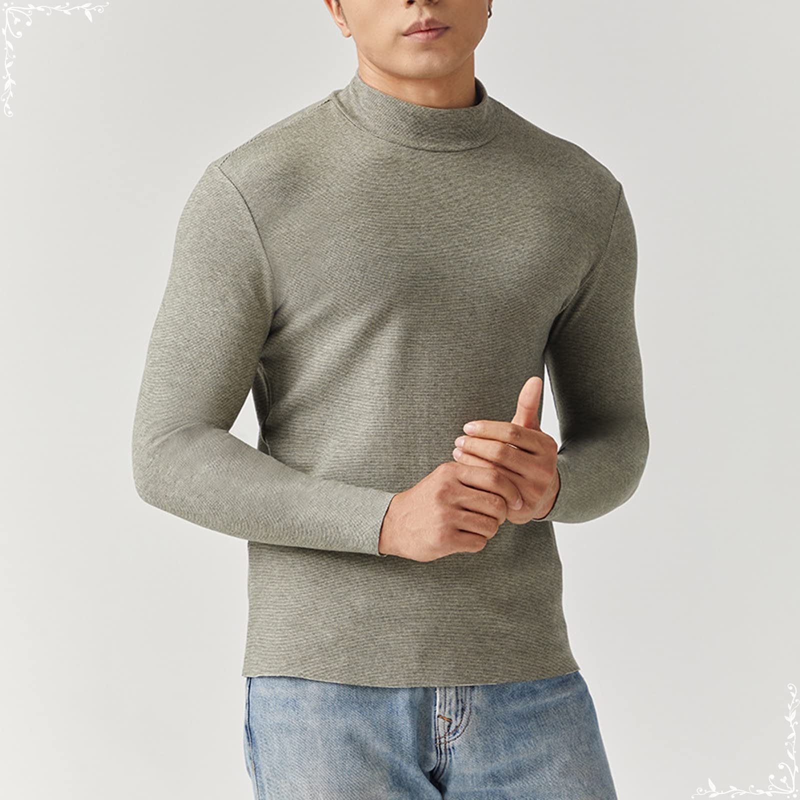 Sous-vêtements thermiques pour garçons, sous-vêtements thermiques en acrylique - Haut vert - Col mi-haut - Sous-vêtements fonctionnels - Pour jogging, moto - Plusieurs tailles, vert, XL
