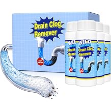 Drain Clog Remover 4 Pack, Sink Drain Cleaner Fast Foaming, Clogged Drai Remover Rapidly by Dissolve Impurities, Quick Cleaning Tool for Pipes & Toilet, Kitchen Sinks, Bathroom Showers480g