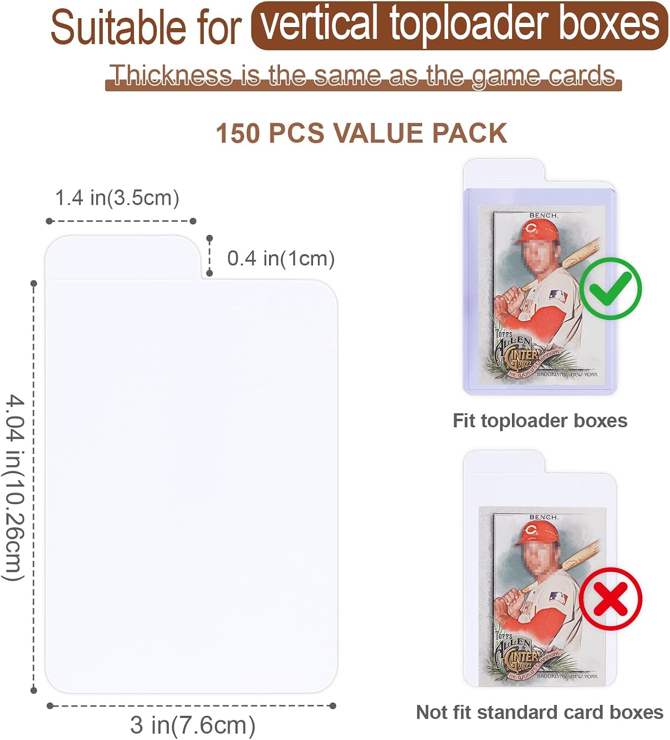 Tall Trading Card Dividers for Toploaders Storage Boxes, 150PCS Paper Divider Cards for Baseball/MTG/TCG/Sports/Game Cards Organizer, Vertical