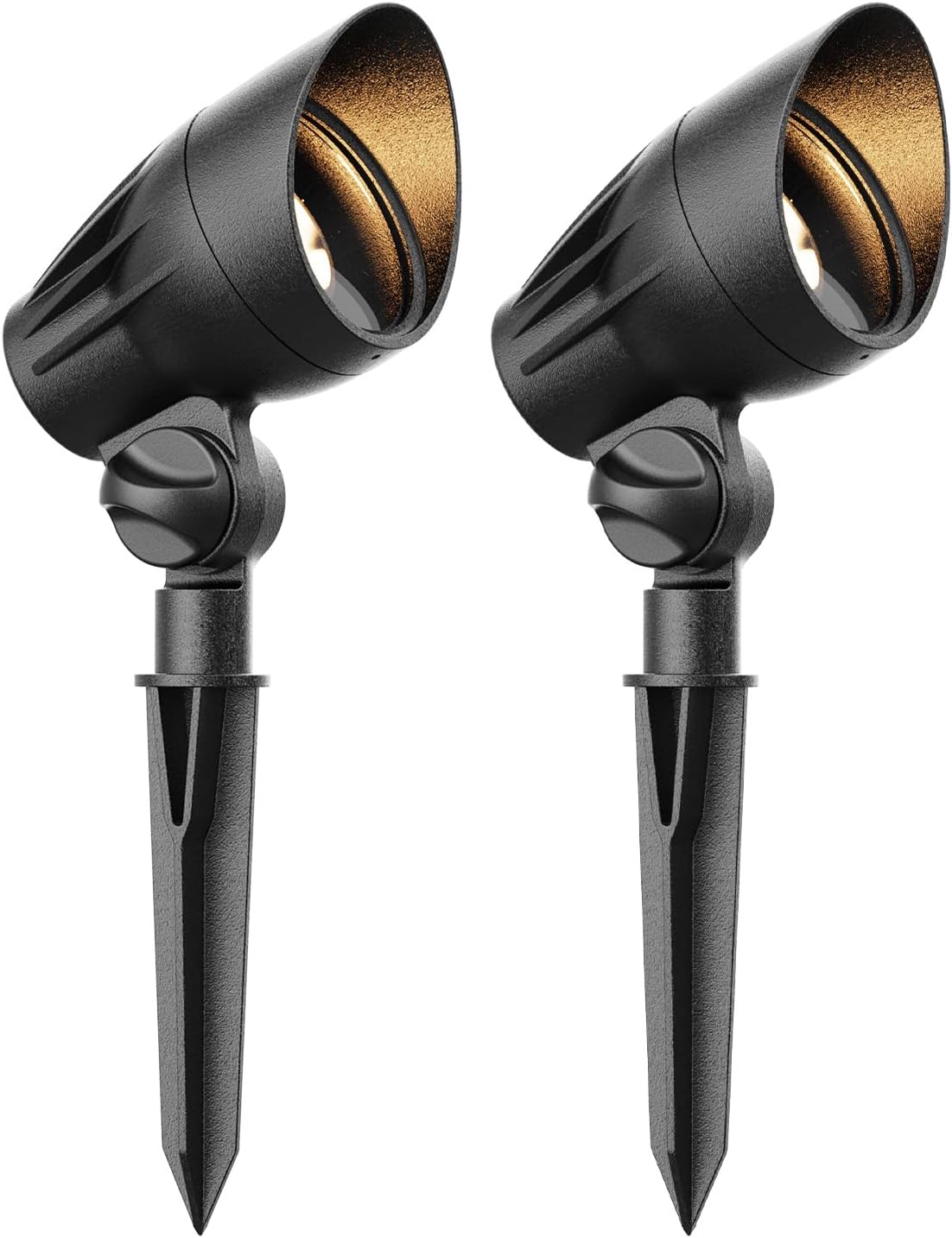 Low Voltage Spotlight 2PK Landscape Lighting 5W LED Floodlight 12V Metal Spot Light 400 Lumen 2700K Warm White Spike Stake and Connector for Garden, Yard, Lawn, Driveway