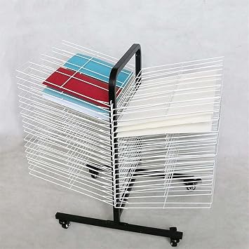 Mobile Paint Drying Rack with Four Wheels, Childrens Drying Rack for Painting, Art Drying Rack for Classroom, for Art Studios and Home Use, Steel, Black Powder Coated,38-Layer