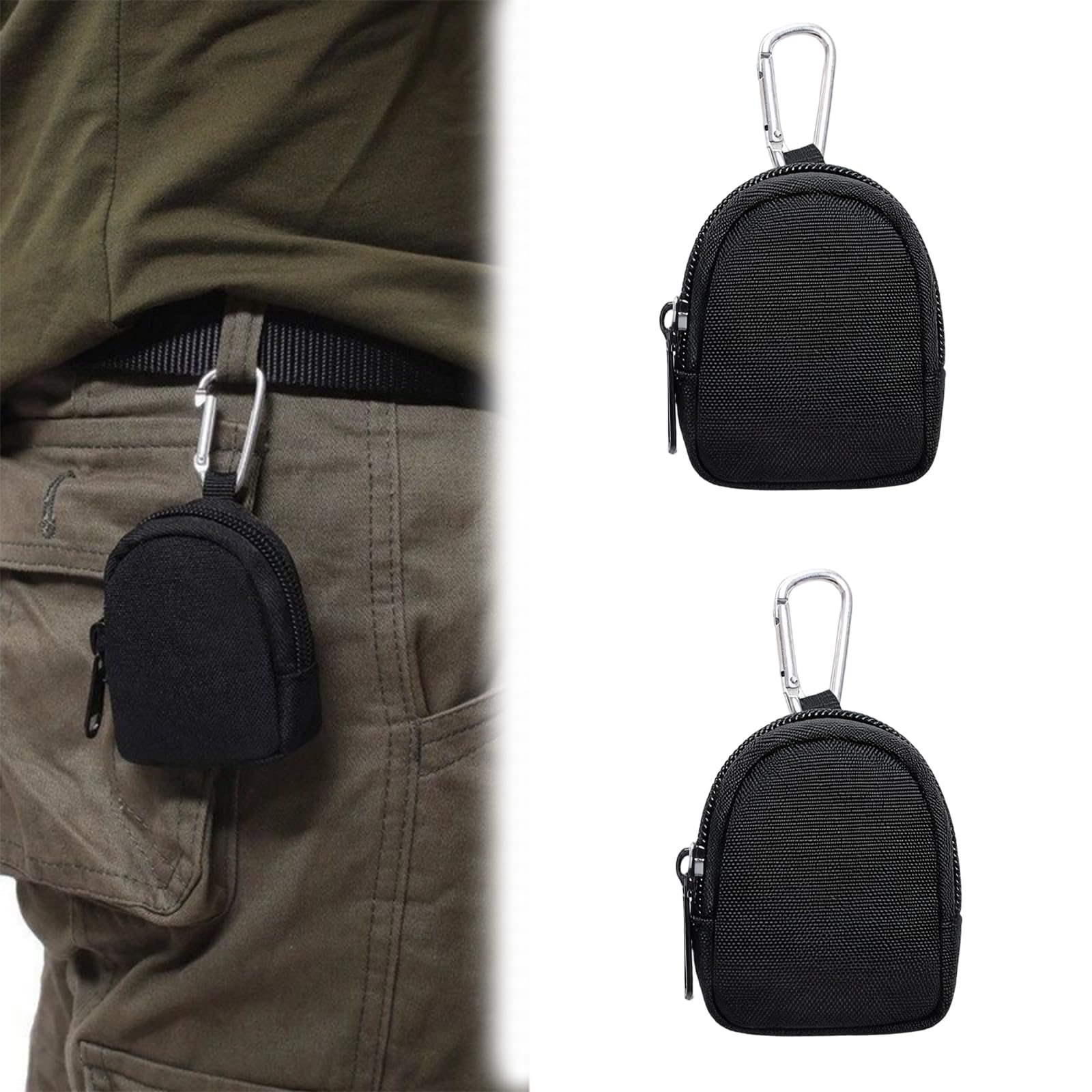 2 Pezzi Borsa Cane, Sacchetto Premietti Cane per Addestramento, Porta Snack per Cani con Clip da Cintura, Impermeabile e Portatile per Outdoor, Nero