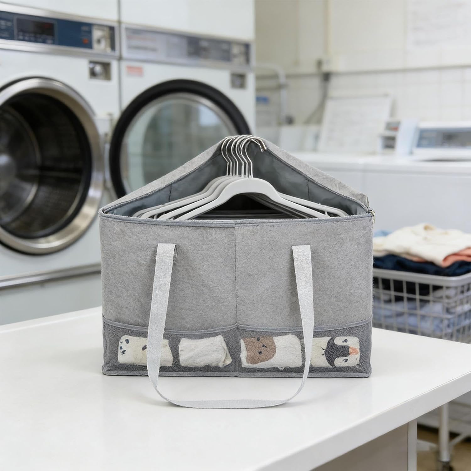 Triangle Hanger Bag,Space Saving Tidy Foldable Container Bin with Handles - Drying Rack Organizer Box - for Household Home Bedroom Living Room Laundry Room Wardrobe