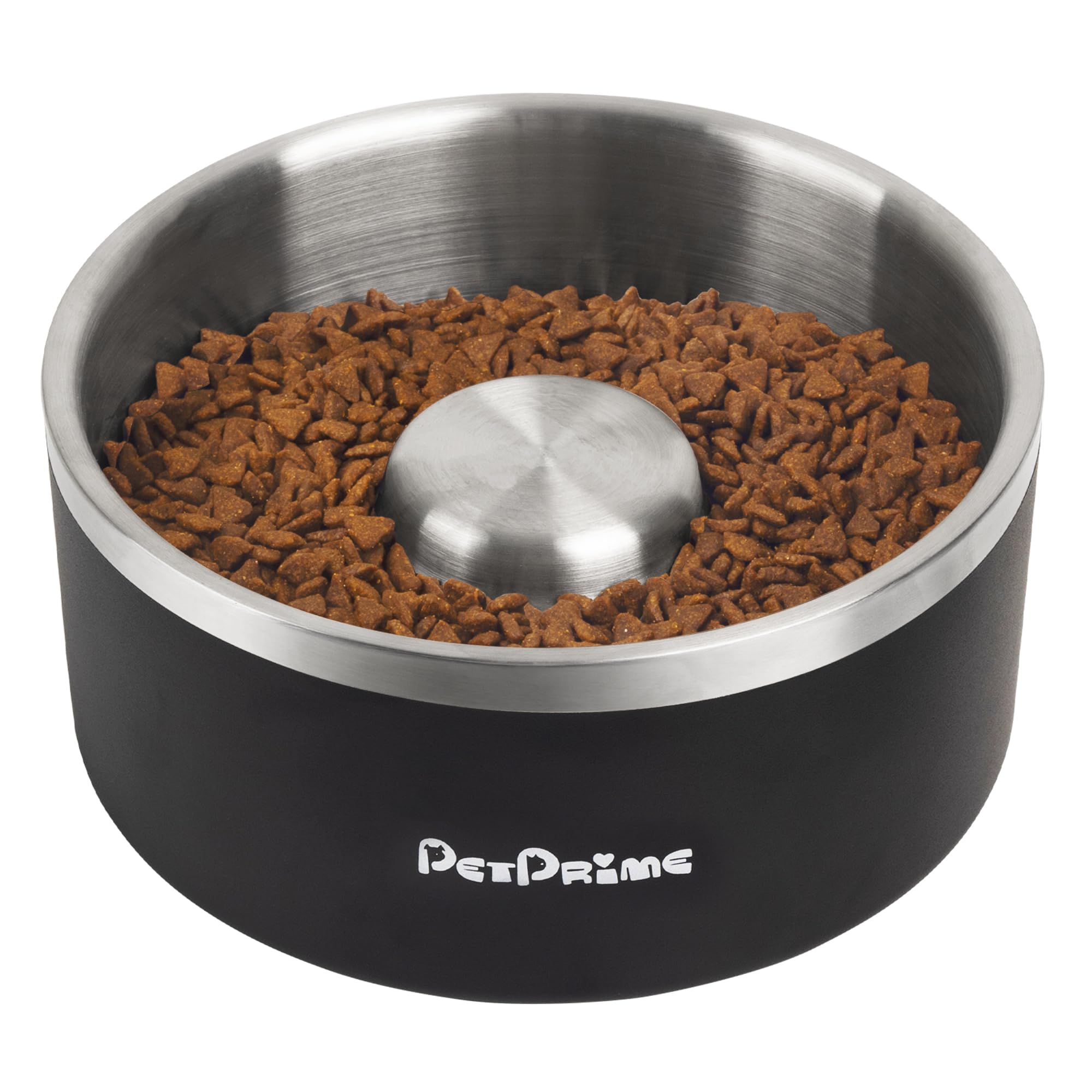 Stainless Steel Slow Feeder Dog Bowls Non Slip Spill Proof Metal Slow Eating Dringking Weighted Bowl Cats Pet Food Water Dish Feeding for Large Medium Small Breed Dogs(60oz/7cups)