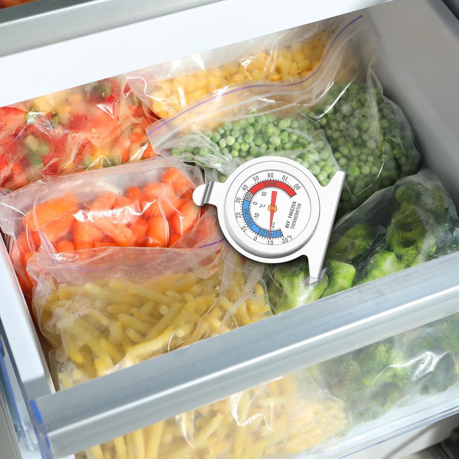 24 Pack Stainless Steel Refrigerator Freezer Thermometer, Large Dial Dual-Scale Fridge Thermometer, -20~80°F/-30~30°C Temperature Range, Classic Thermometers for Refrigerator Fridge Freezer Cooler