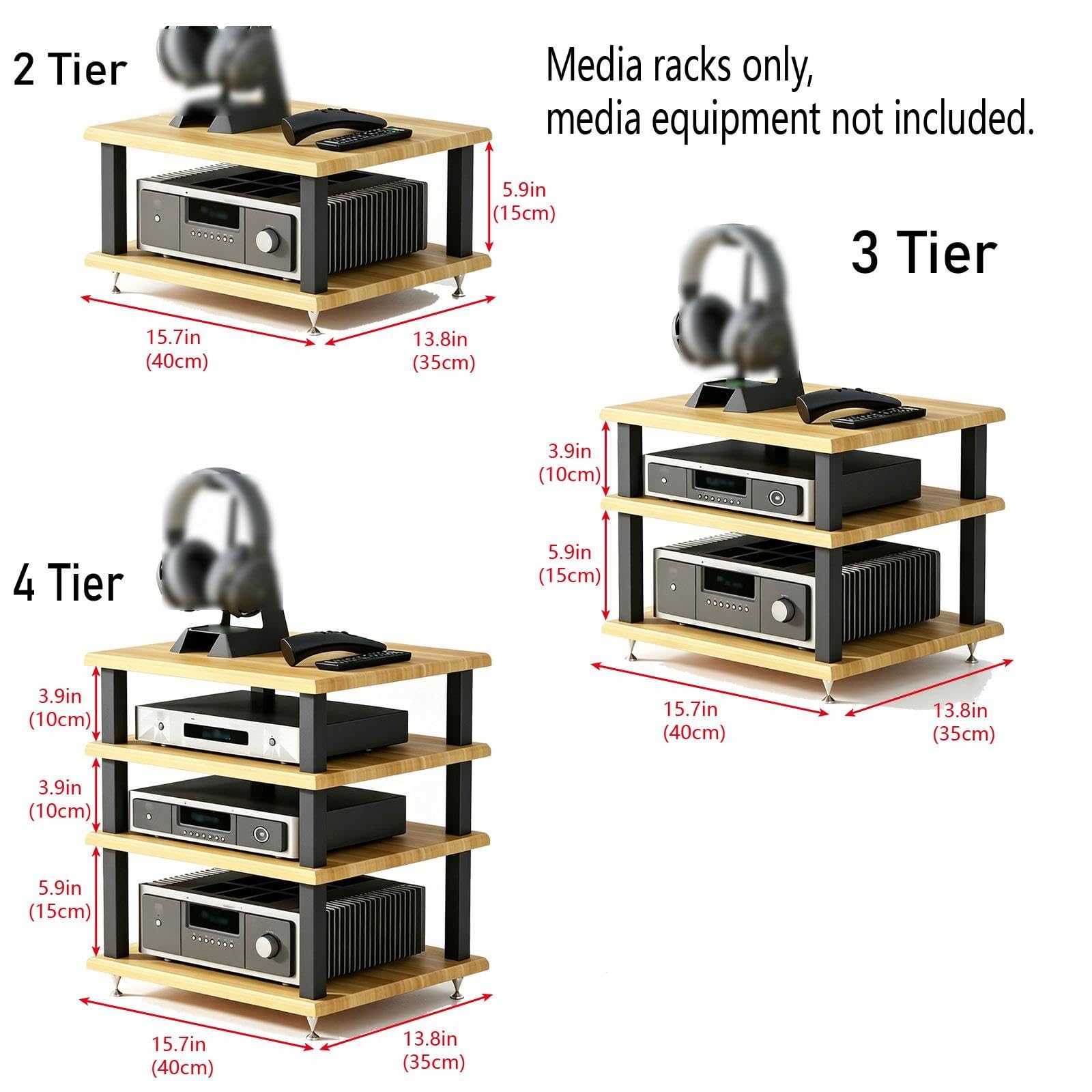Rack Audio, Mobile Hi-Fi in Legno e Metallo a 2/3/4 Livelli