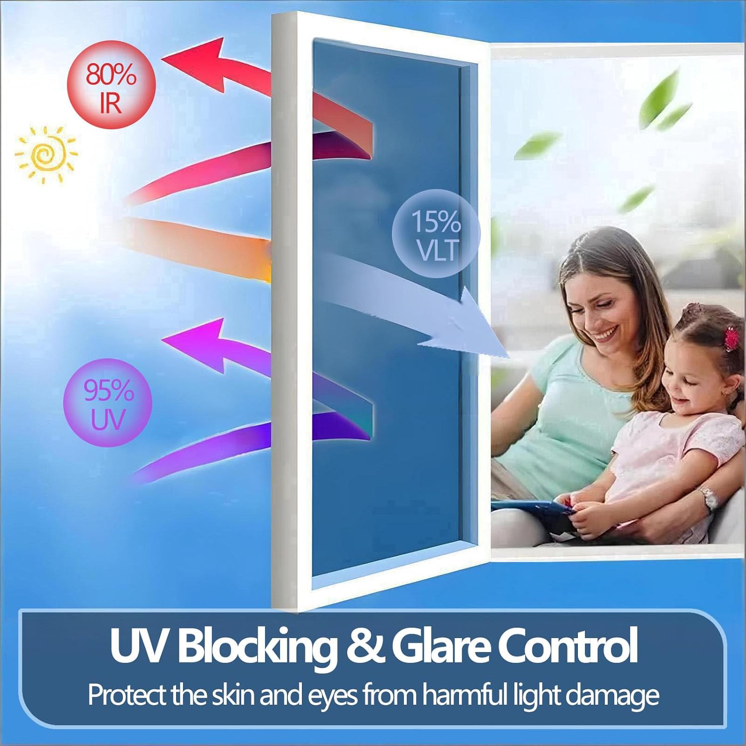 One Way Privacy Window Film See Out Not in, Sun UV Heat Blocking Window Tint for Home, Reflective Mirror Static Clings, Black-Silver, 23.6 Inch x 32.8 Feet