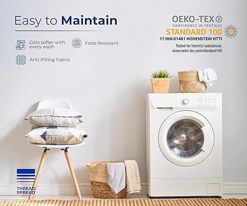 Miniatura 7 de THREAD SPREAD Sábanas de lujo de 600 hilos, de calidad de algodón egipcio, tamaño California King, sábanas bajeras y fundas de almohada de bolsillo