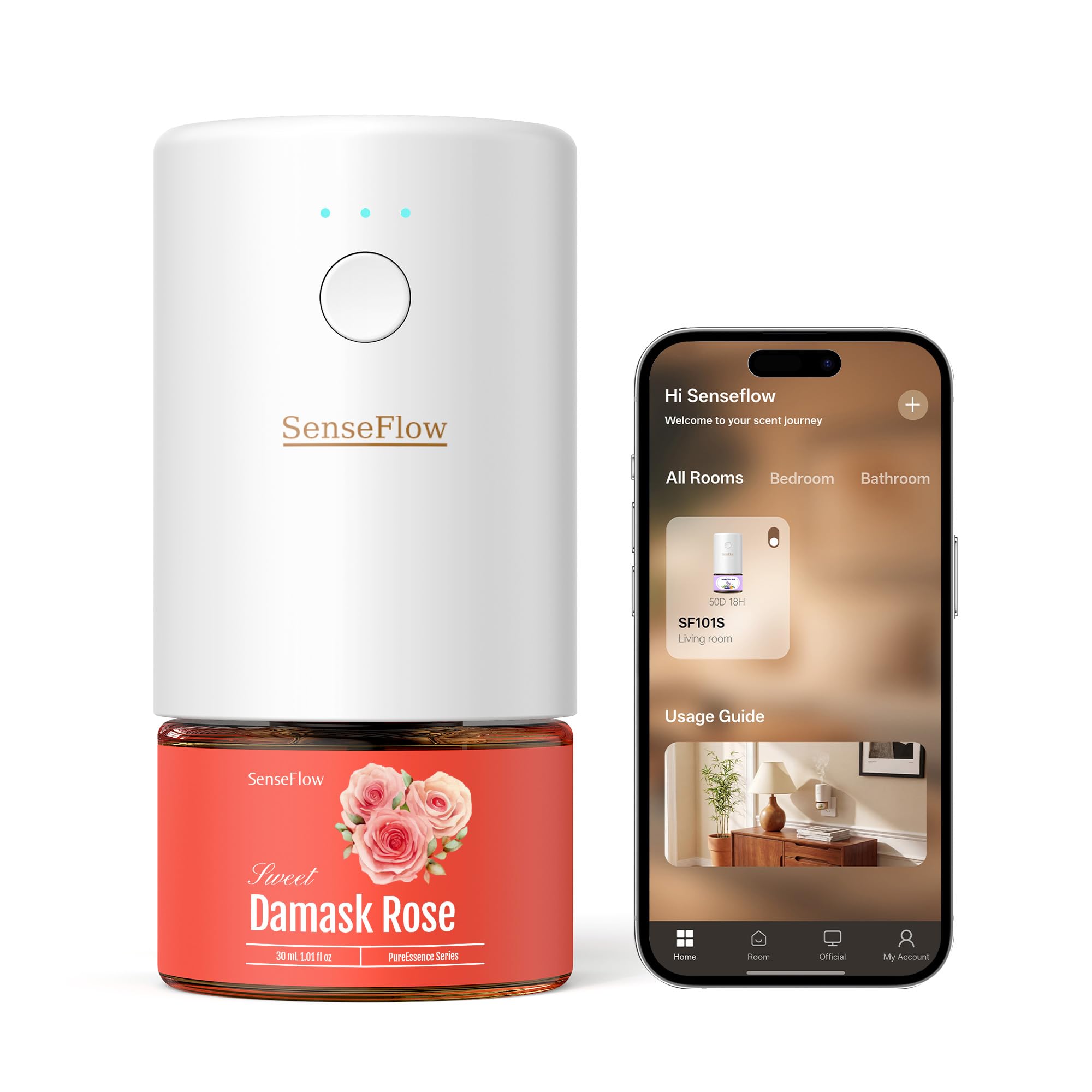 Dyfuzor zapachowy do olejków eterycznych Smart WiFi SF101S Pro, bezwodny, ultradźwiękowy wtyk zapachowy, zapach do pomieszczeń, 100% roślinny odświeżacz powietrza, aromat 120 dni do domu do