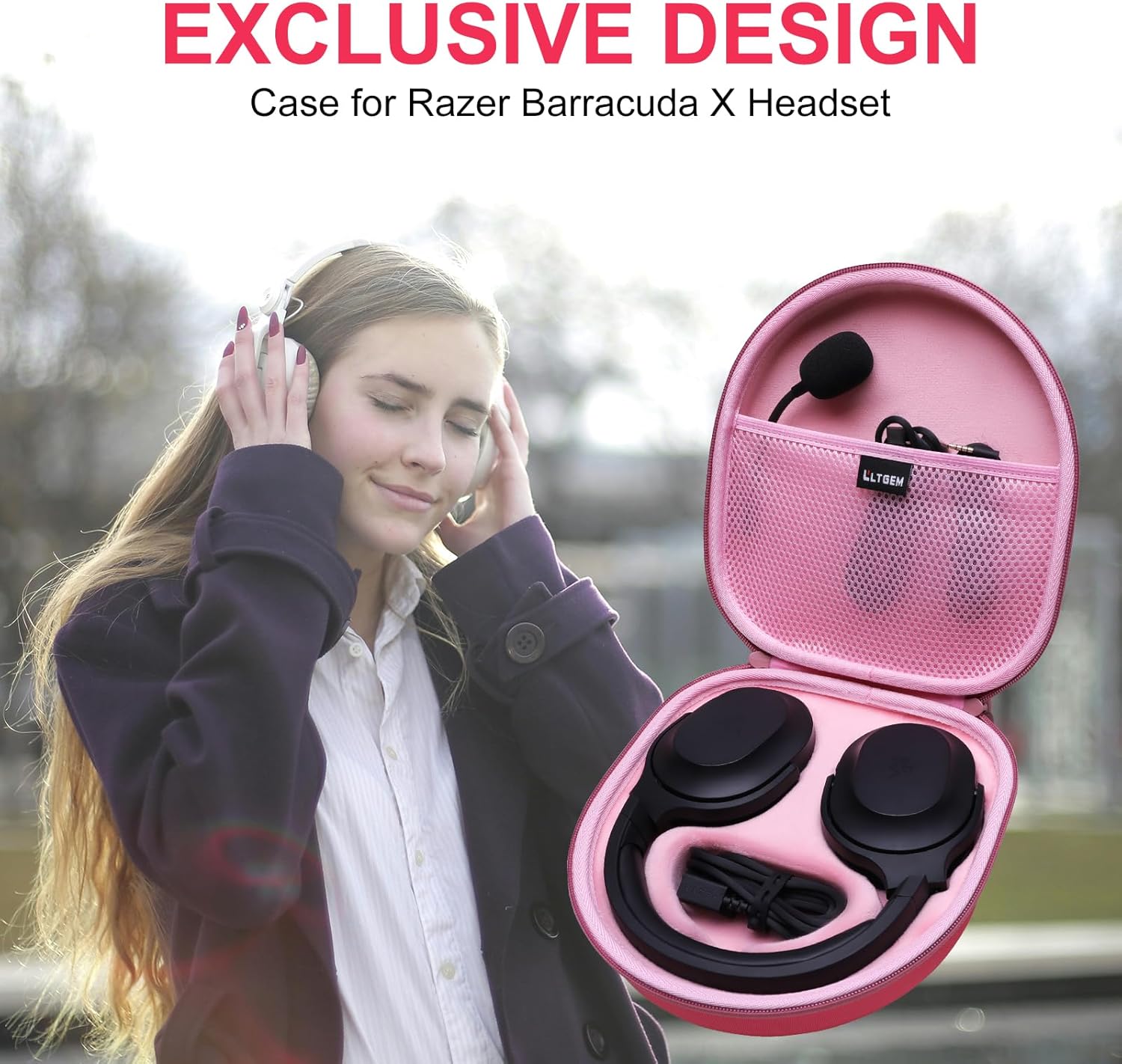 LTGEM Case Compatible with Razer Barracuda X Gaming & Mobile Headset(2022 & 2021Model), Pink image 7 of 8 B0DHZJQ95Q