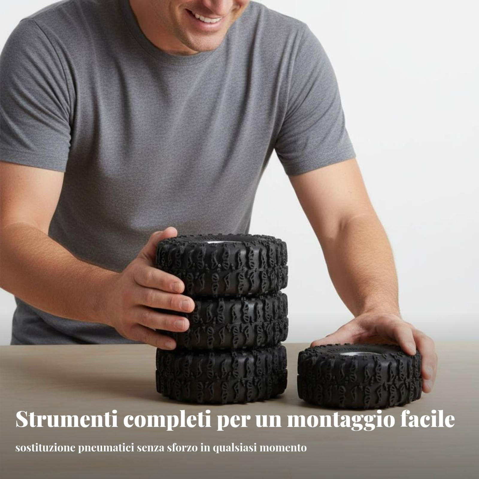 Qianly 4 Pezzi Set Cerchi Tire-Grip da 1.0 Pollice Alta Aderenza Ruote in Lega di Alluminio per Crawler 1/18 Leggeri Cerchi Tire Alluminio, Bronzo