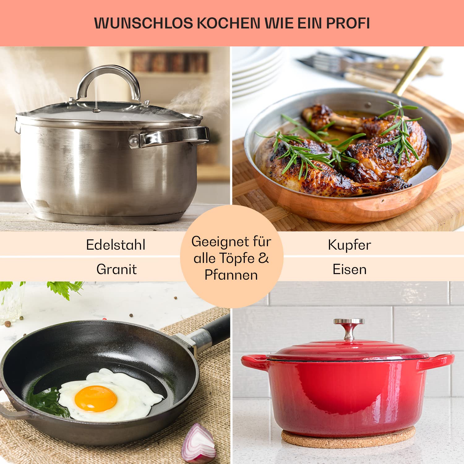 Klarstein Gasherd, Gaskochfeld 4 Flammig, Einbau-Gaskocher für Zuhause & Wohnmobil, Edelstahl Campingkocher, Gasherd für Propan- und Erdgas, Gas-Herdplatte mit Wok Brenner, Gas Kocher 4000 Watt