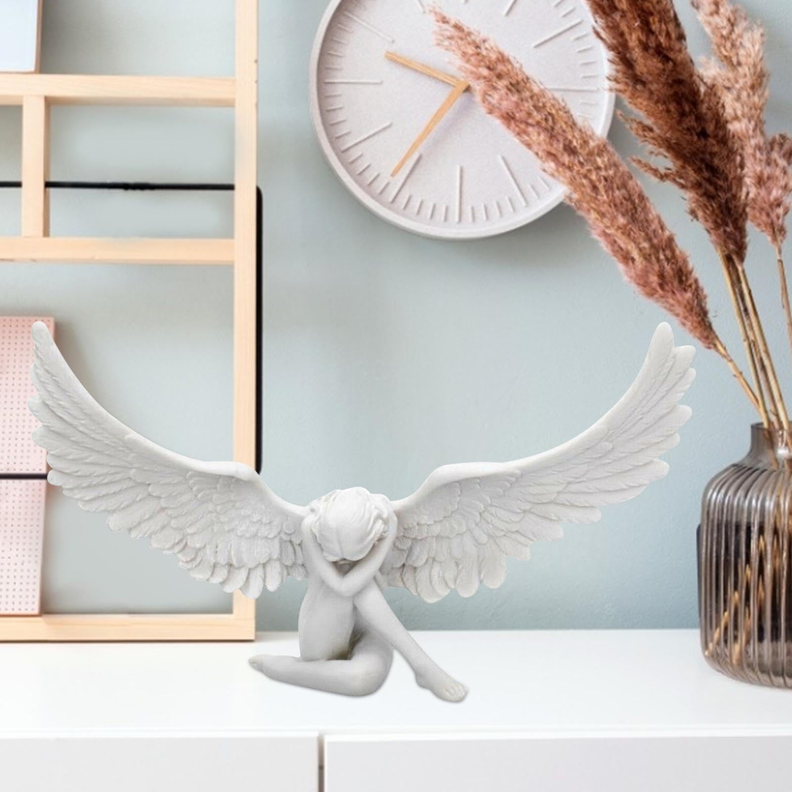 Statua Kreatywne Skrzydła Dekoracje Rzeźba Anioła Kolekcja Figurek na Pulpit | Proste posągi z żywicy do dekoracji półki na stół w salonie