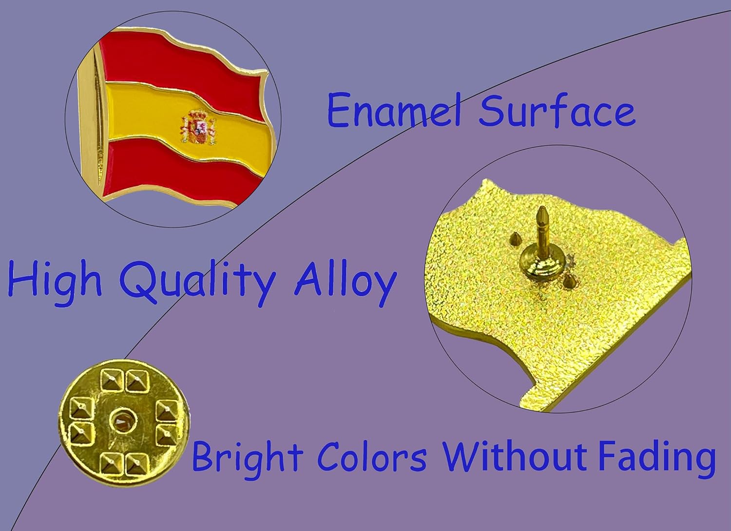 stidsds Spain Flag Pin - Spain Flags Pins Lapel Spanish Flag Enamel Lapel Pin Men Women Suit & Waving Patriotic Metal Badge Souvenir Hat Backpacks Decoration(4 Pack) - Image 6