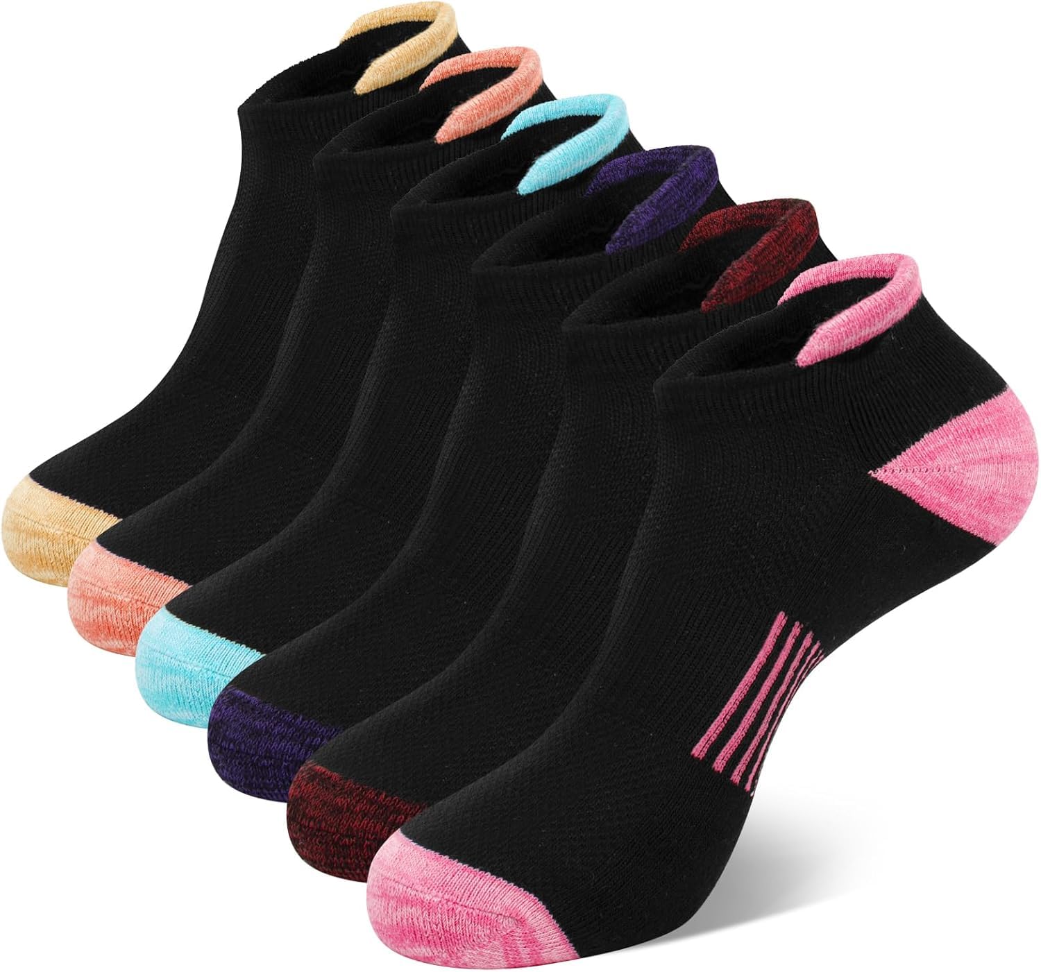 YSense Snug Sneaker Sportsocken für Damen 6 Paare, Socken Damen Wandersocken Atmungsaktive Gepolsterte Baumwolle Laufsocken, Outdoor Sport Socken Multi Performance Athletic Socken 35-40