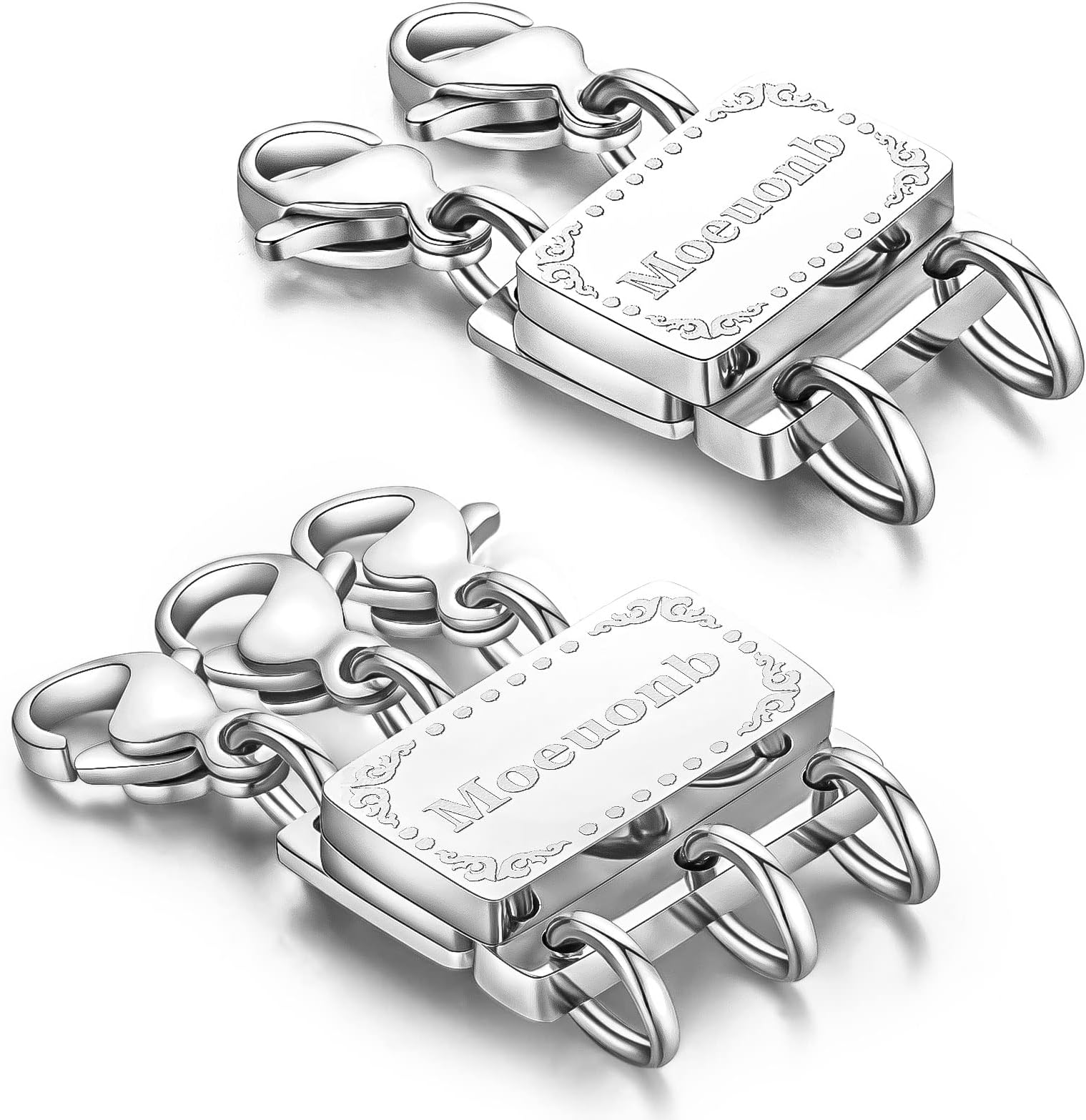 2 Pieces Upgraded Necklace Layering Clasps Multiple Layered Necklace Clasp Necklace Separator for Layering Necklace Layer Stacker Clasps (2 Silver)